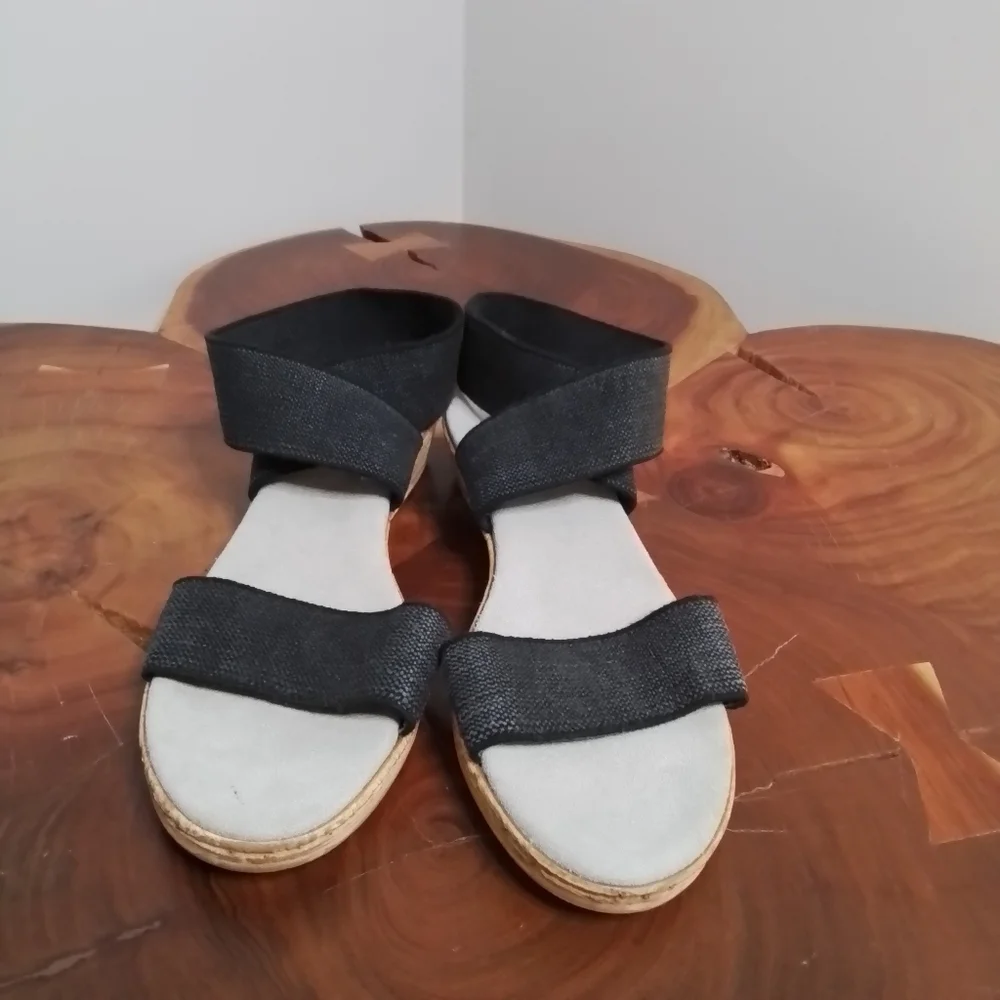 Charleston Shoe Co. Benjamin Espadrille Wedge Sandals Black - 9 - Picture 5 of 13